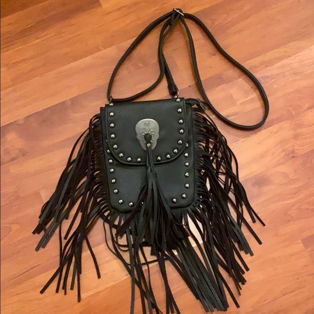 Skull finge pleather side bag
